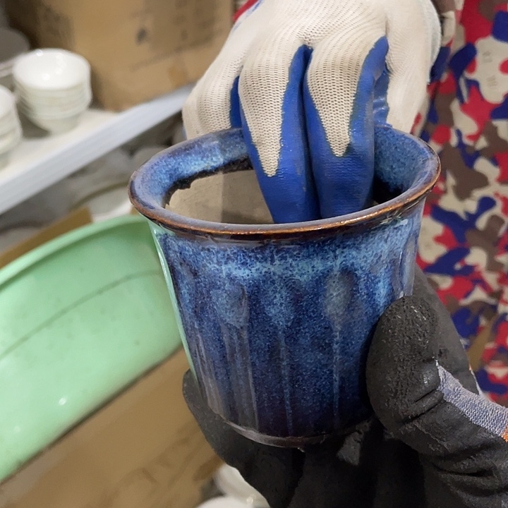 瓷片粗瓷小花盆一个 高9厘米