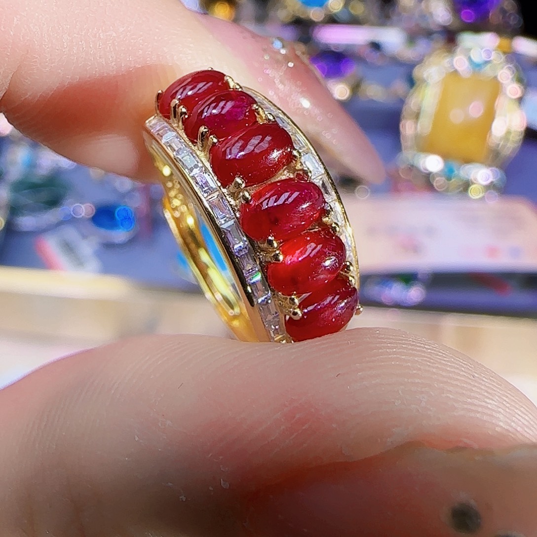 银S925镶嵌红宝石珠宝奇石