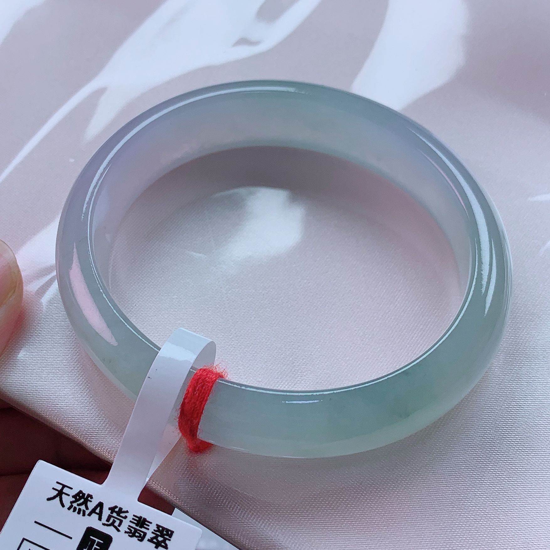 57贵妃（55正圈）高冰玻璃种冰春彩椭圆双眼皮起光缅甸天然A货翡翠