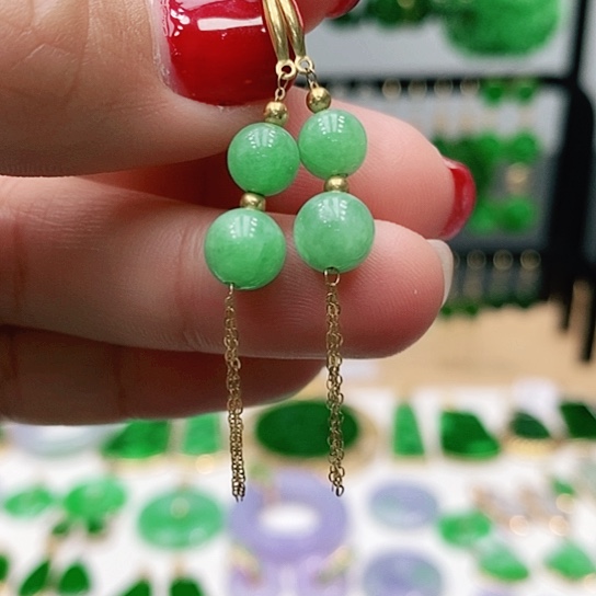 翡翠耳饰18K金镶嵌耳饰