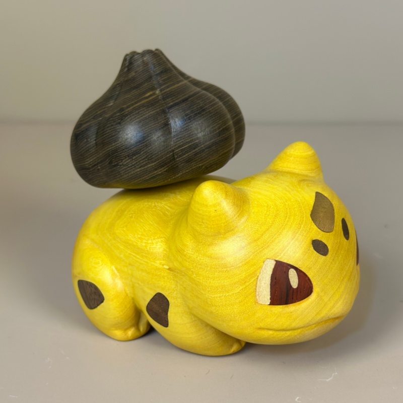 黄杨木妙蛙种子摆件磁吸款家居桌面装饰摆件木质木雕