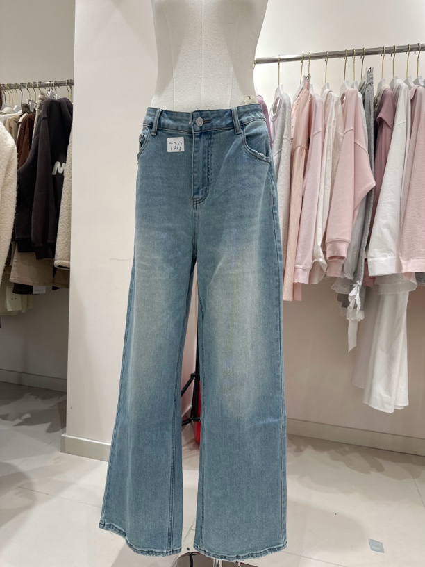 7717 胖点家蓝色牛仔裤