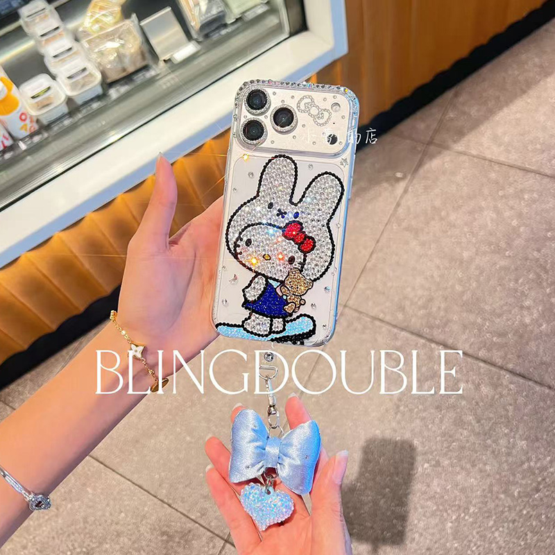 滑板米菲兔kitty水钻14手机壳15适用16pro苹果17promax华为mate壳