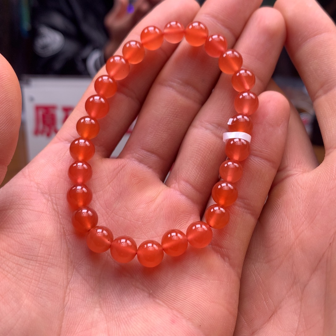 南红玛瑙河湾冰红单圈7㎜未镶嵌250103-1