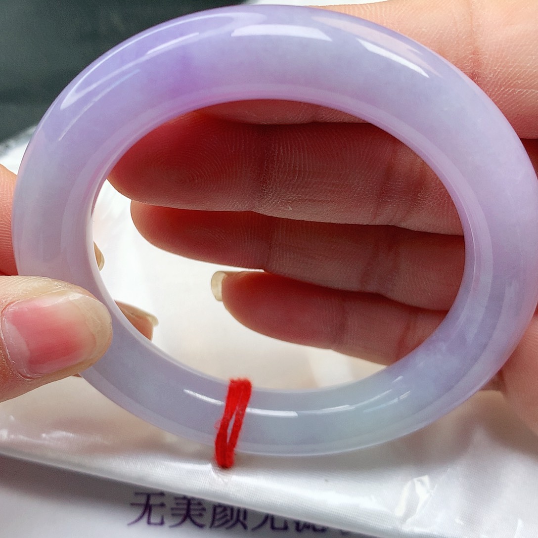 未镶嵌手镯翡翠A货翡翠老坑紫罗兰圆条完美