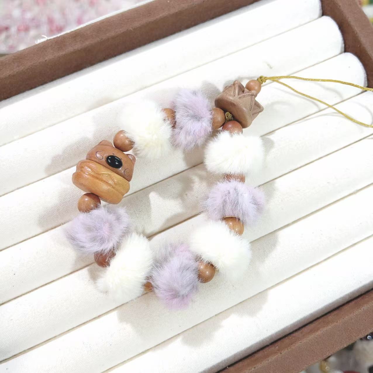 非金属布艺吊坠 布艺小熊木质可爱挂件 皇冠 汉堡木质