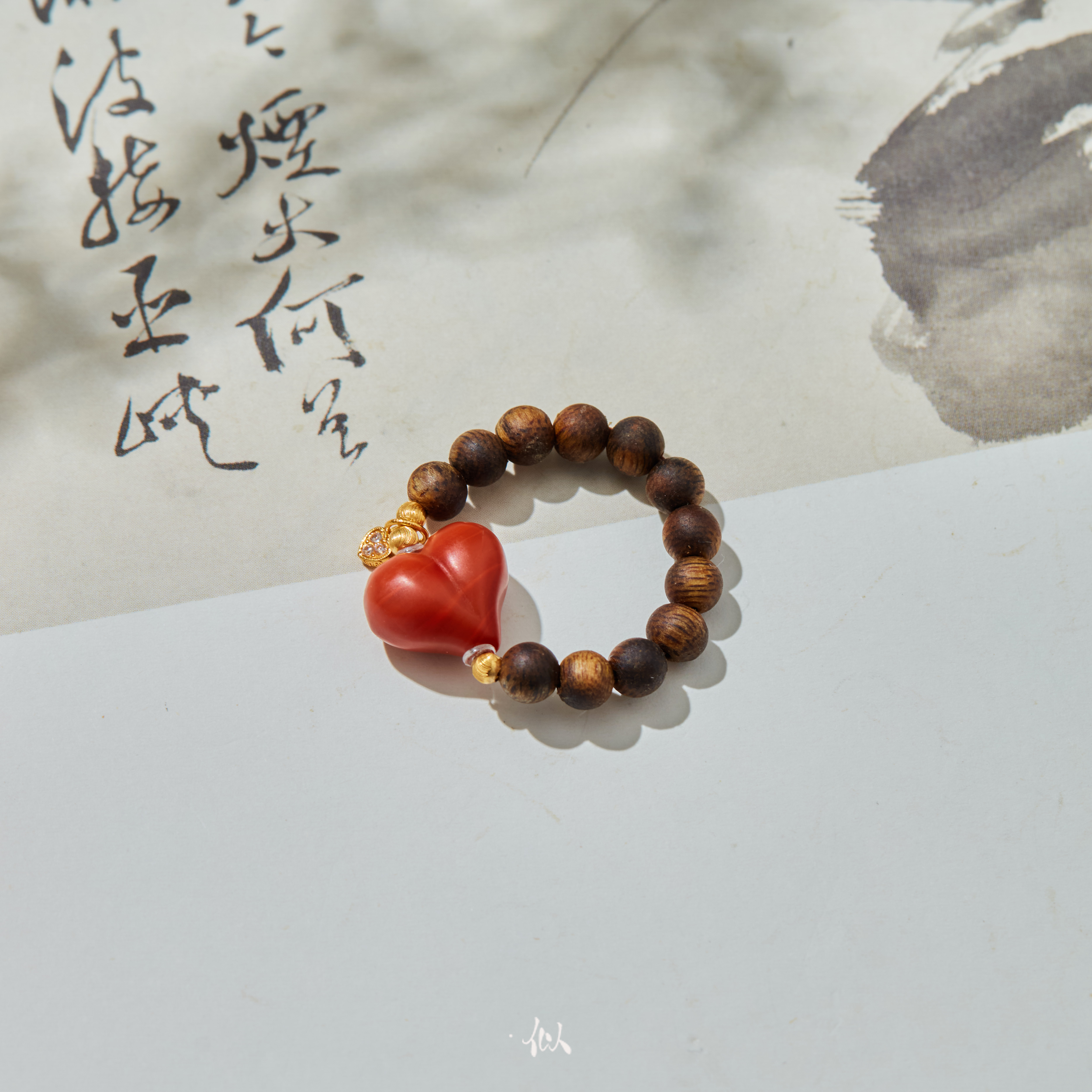 【朝暮】·似梓珠宝· 18K南红爱心戒指  XYGD372010-C