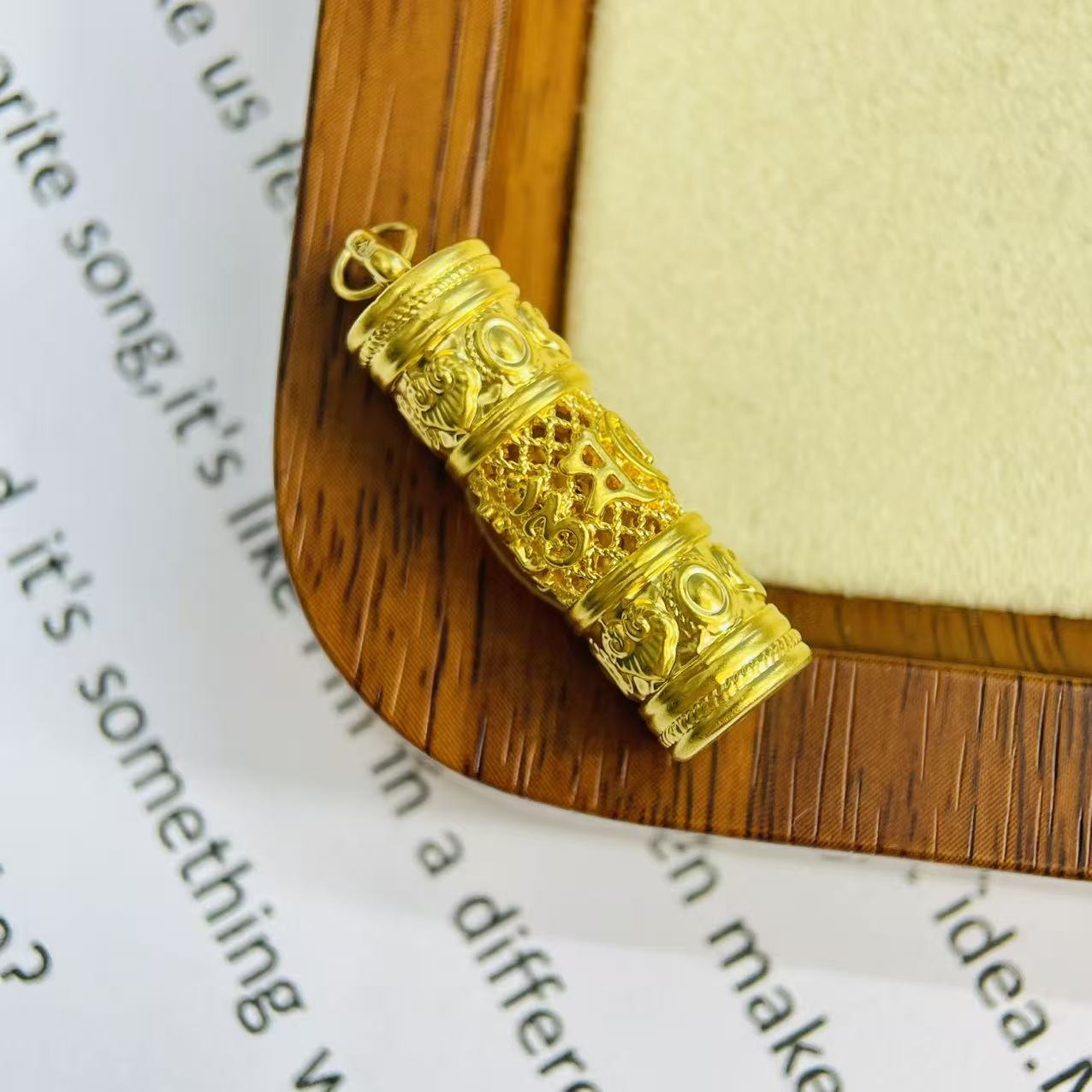 足金999金缠枝纹筒黄金首饰配件DP2815-0940