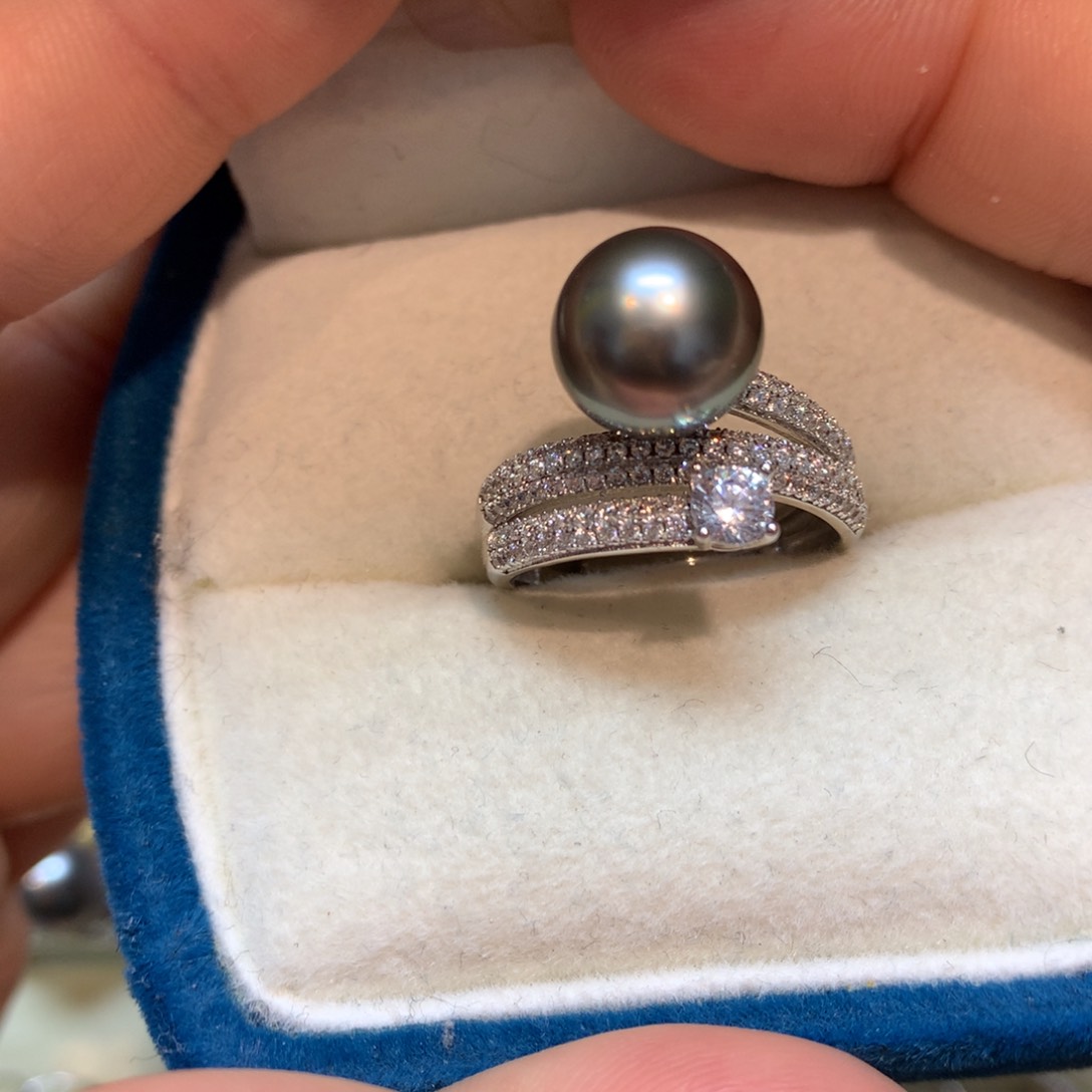 海水珍珠戒指银S925镶嵌