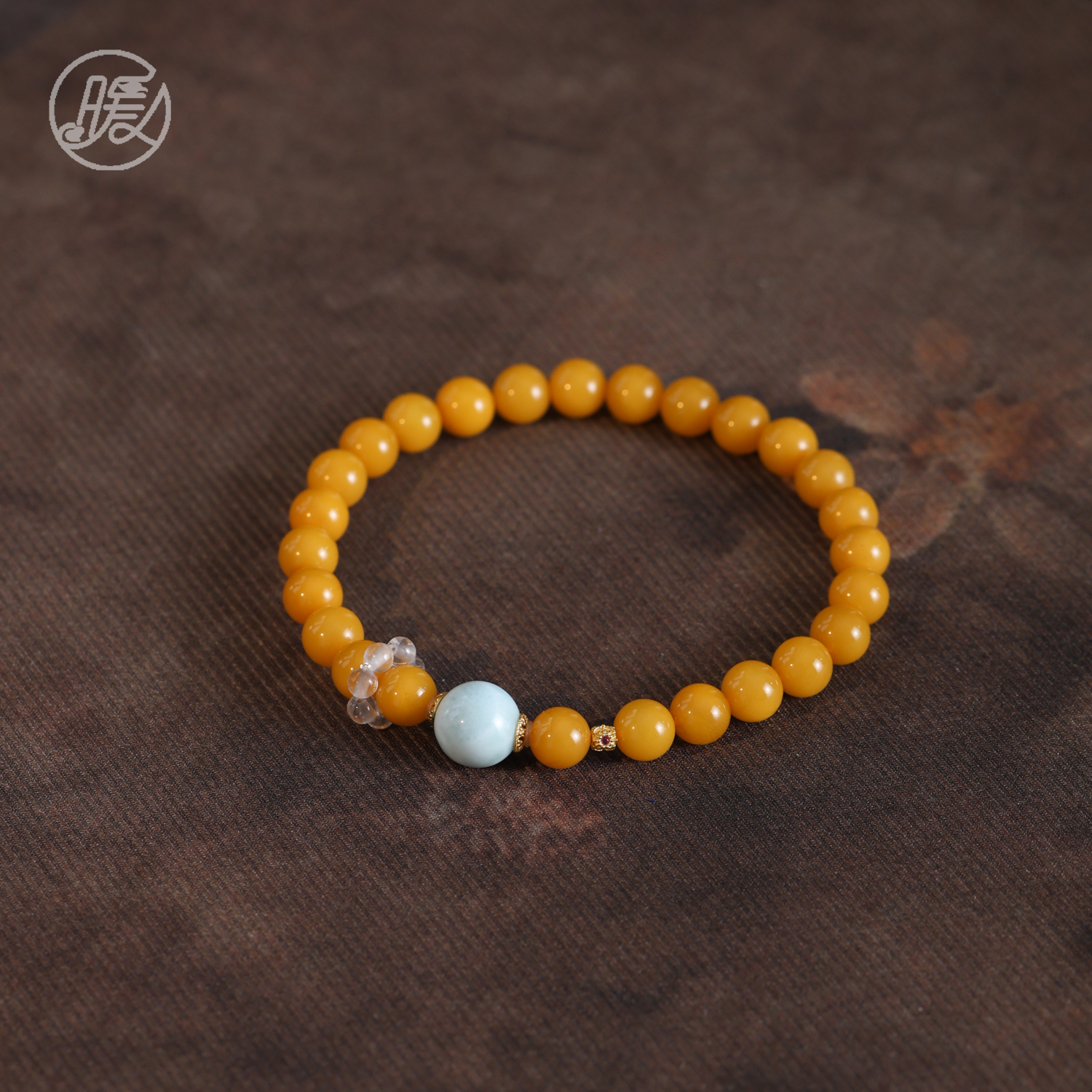 单圈蜜蜡手串6mm搭配海纹石路路通手链E6839多样性发一