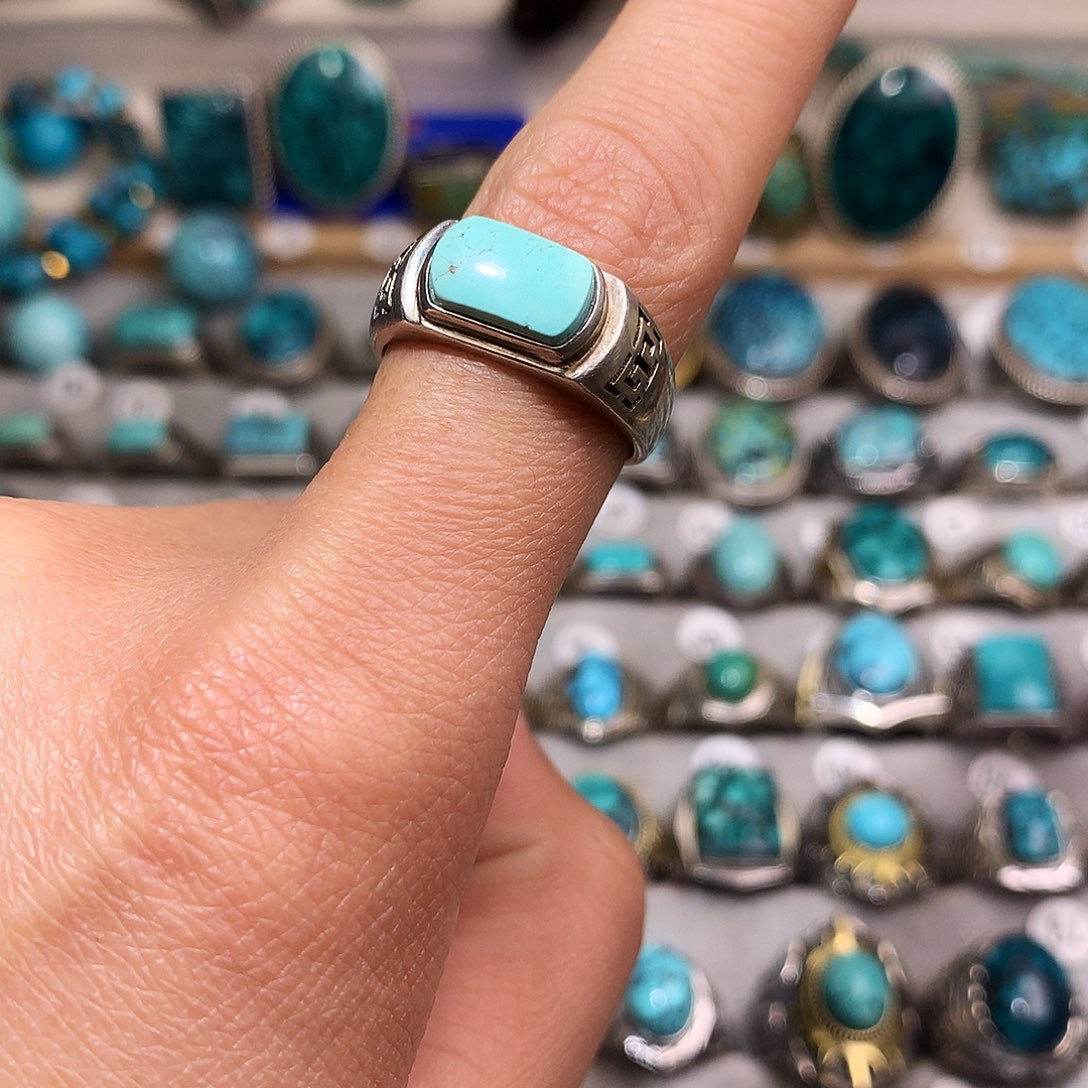 绿松石挂件银S925镶嵌