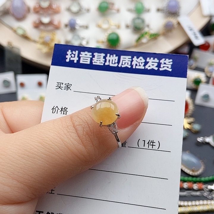 翡翠戒指银S925镶嵌戒指999