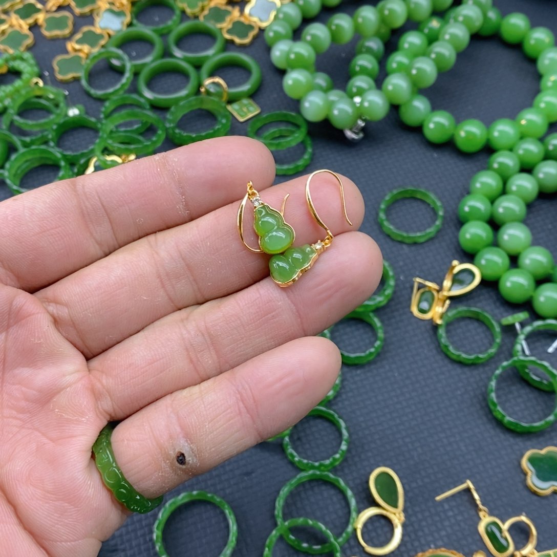 和田玉（碧玉）颈饰银S925镶嵌大***女