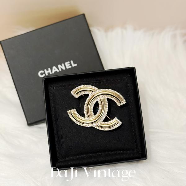 大吉中古/Chanel香奈儿双C水钻胸针