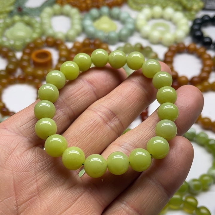 蛇纹石玉手串10未镶嵌