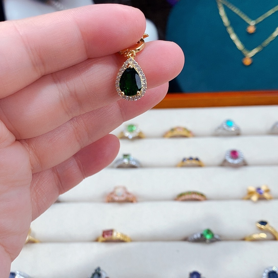 透辉石吊坠银S925镶嵌