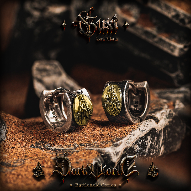 GUXI/古西 925银耳饰 【蒙尘】欧美复古银耳环男高级感养耳洞个性潮