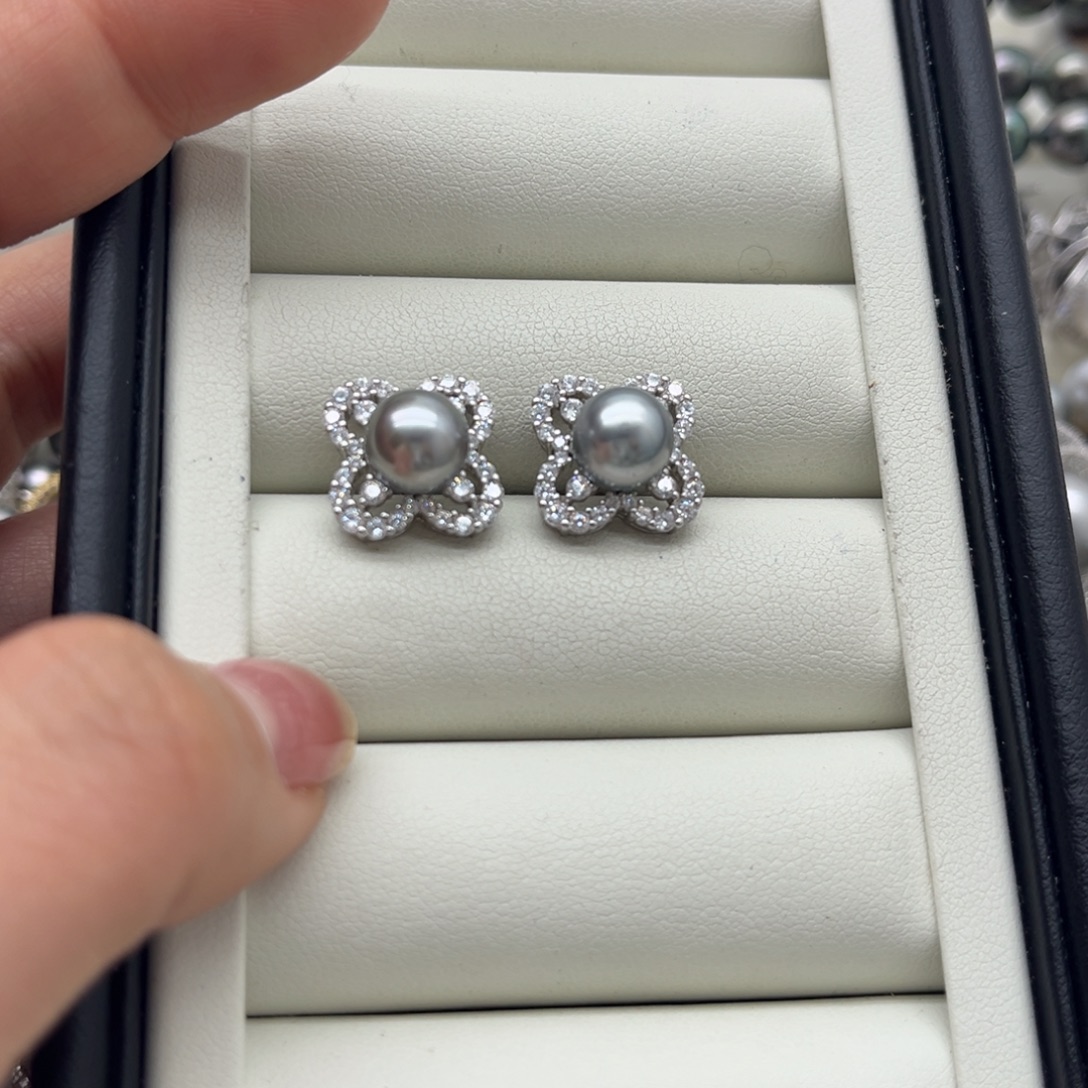 耳饰海水珍珠银S925镶嵌