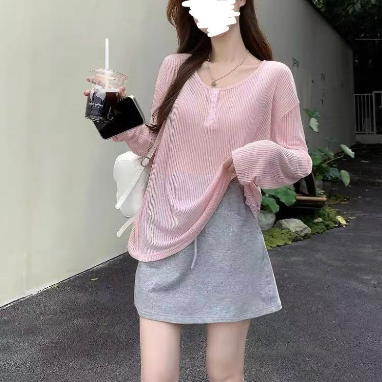 [胖鹅张]少女竖条纹罩衫短卫裙套装 #7818[实物以直播间展示为准]