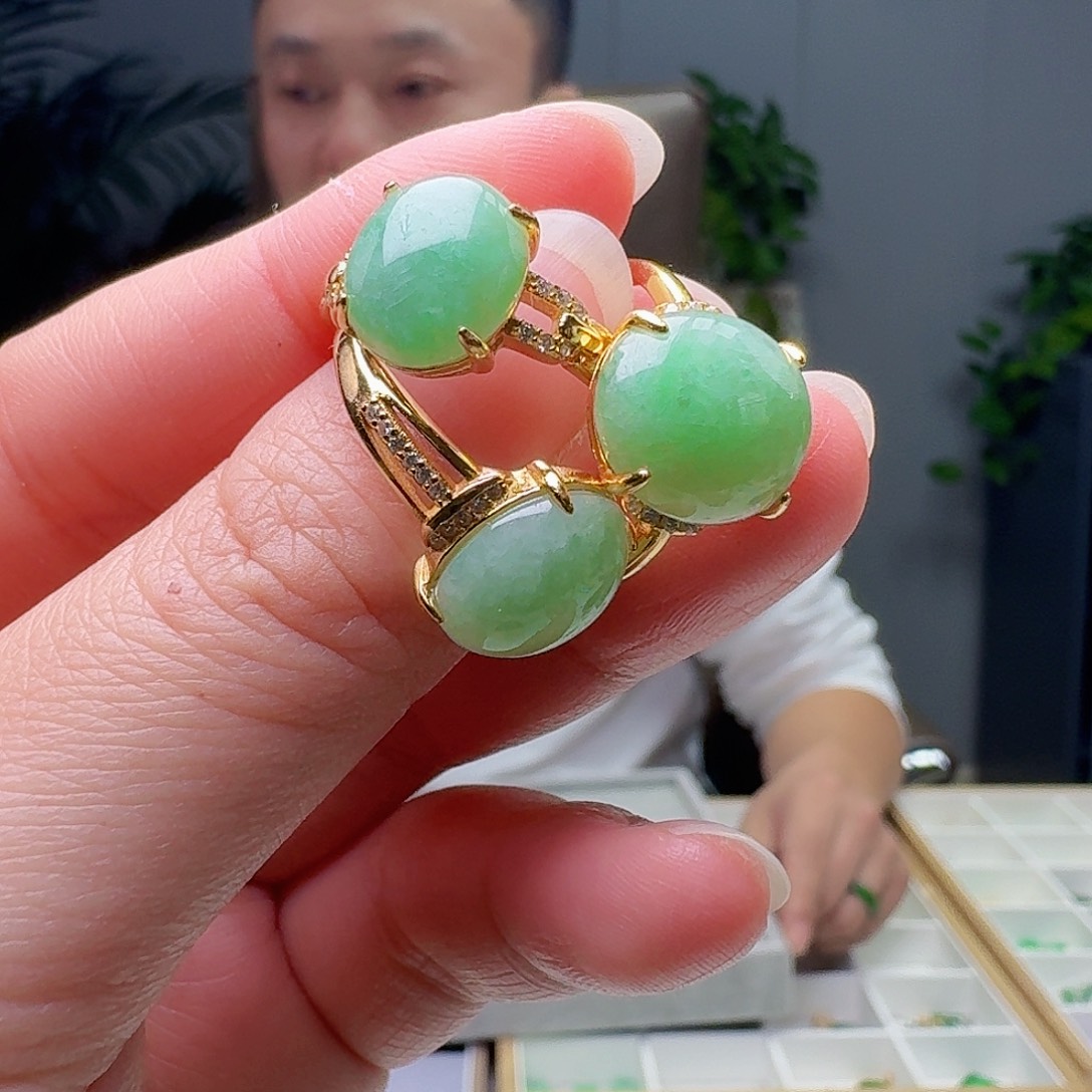 翡翠银S925镶嵌戒指多样性发货其一