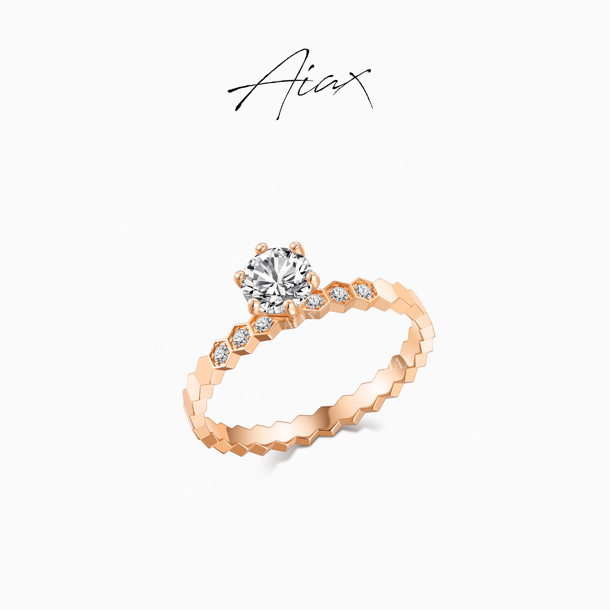 AIAX 925银 618 轻奢气质时尚百搭简约经典蜂巢戒指TSS7304