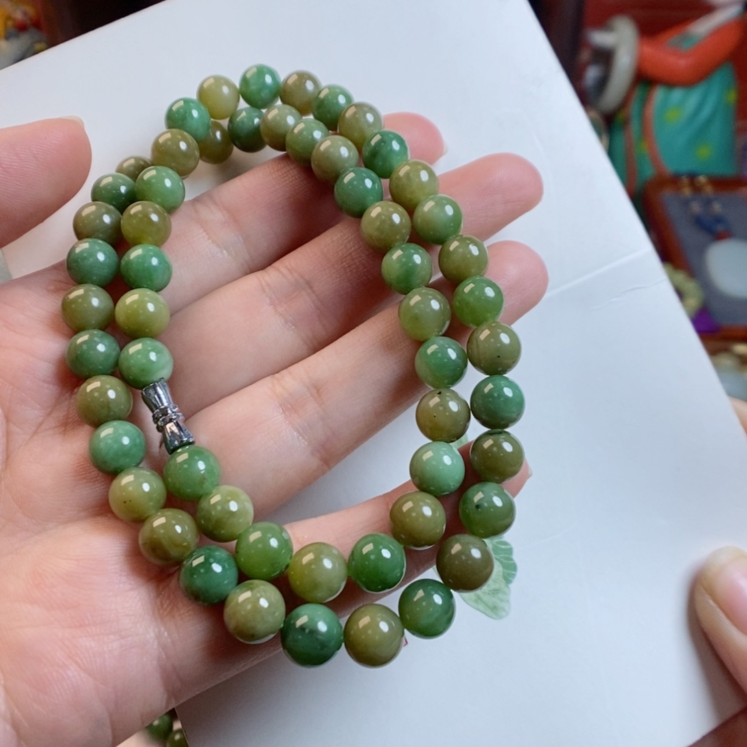 和田玉手链未镶嵌黑羊洞唐三彩