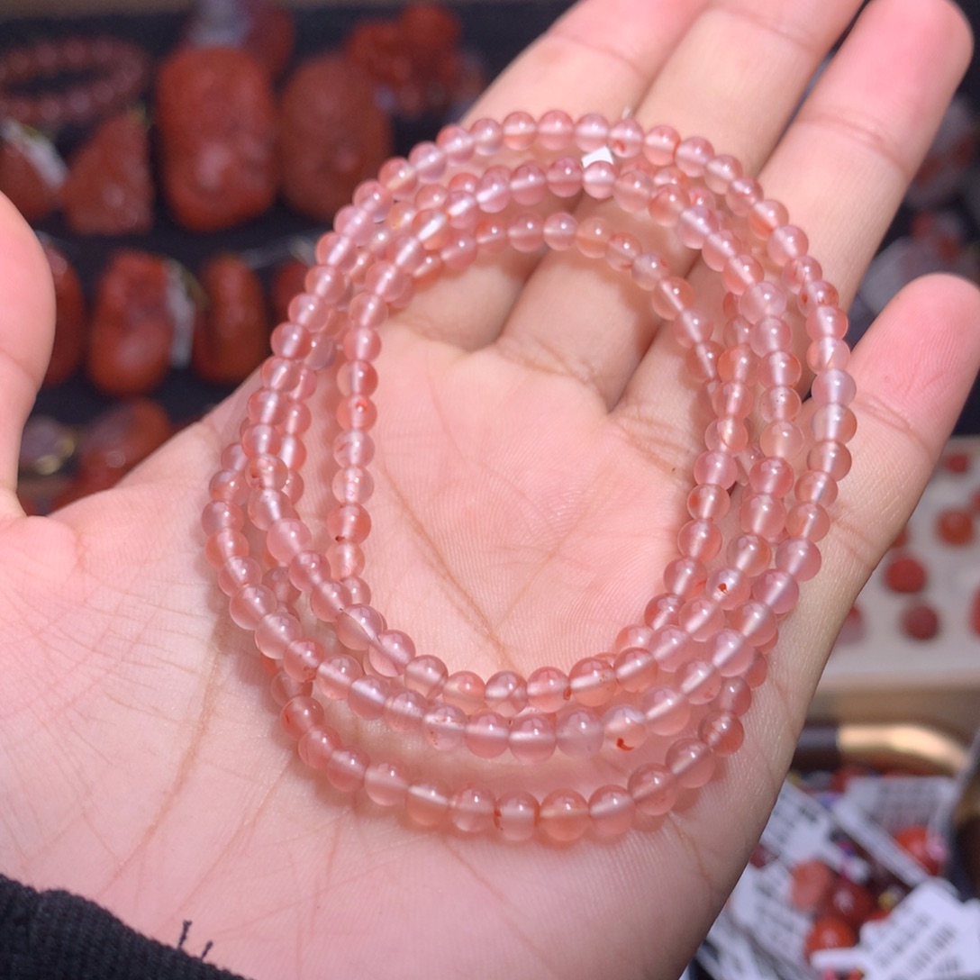 布***汤南红玛瑙未镶嵌珠宝半成品多圈1