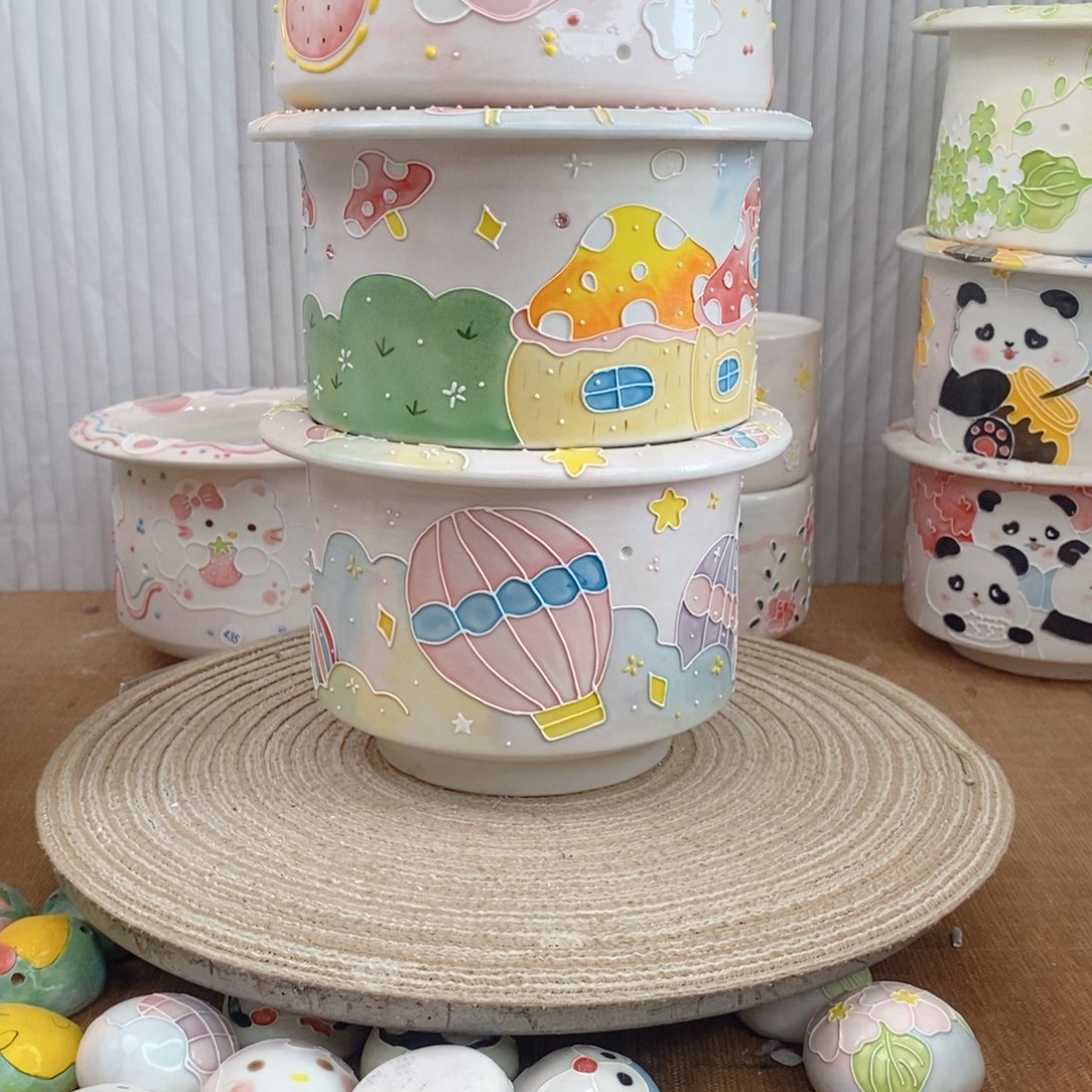 白泥手绘多肉花盆436崔*妮