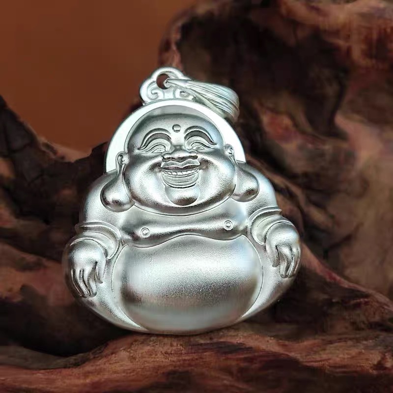 DAIXIN/黛鑫 吊坠足银 足银999实心佛公吊坠纯银佛公大佛公弥勒佛