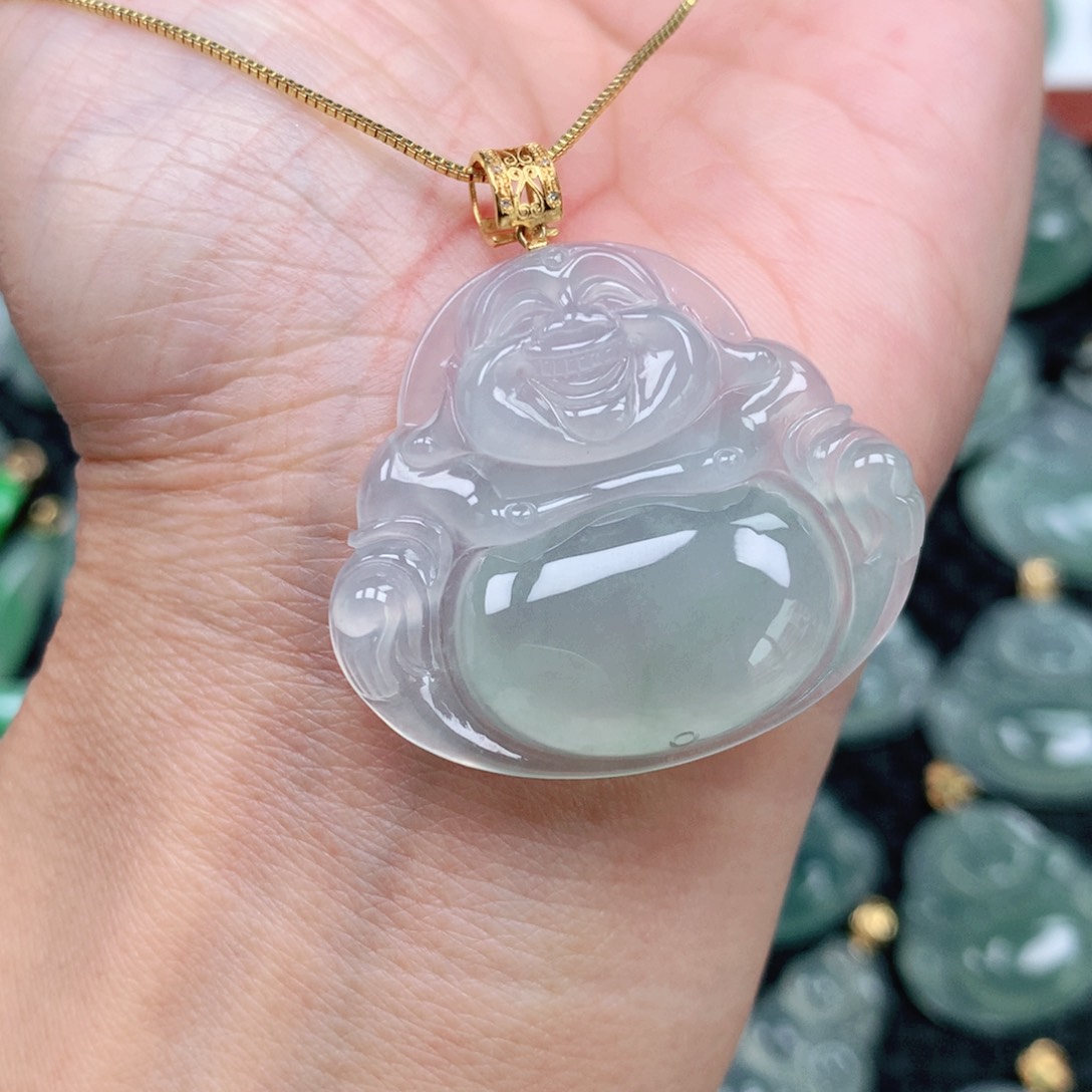 翡翠吊坠(不含链)18K金镶嵌