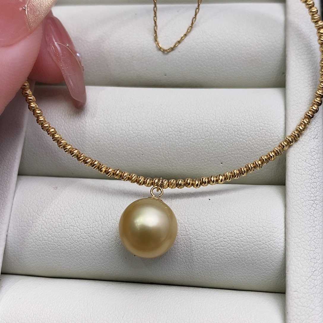 海水珍珠手镯18K金镶嵌10-11m m