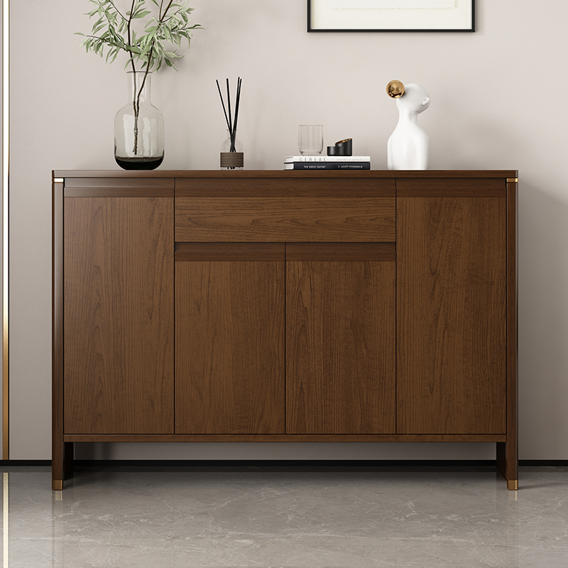 实木鞋柜新中式黑胡桃色玄关家用隔断门厅口阳台客厅收纳柜入户