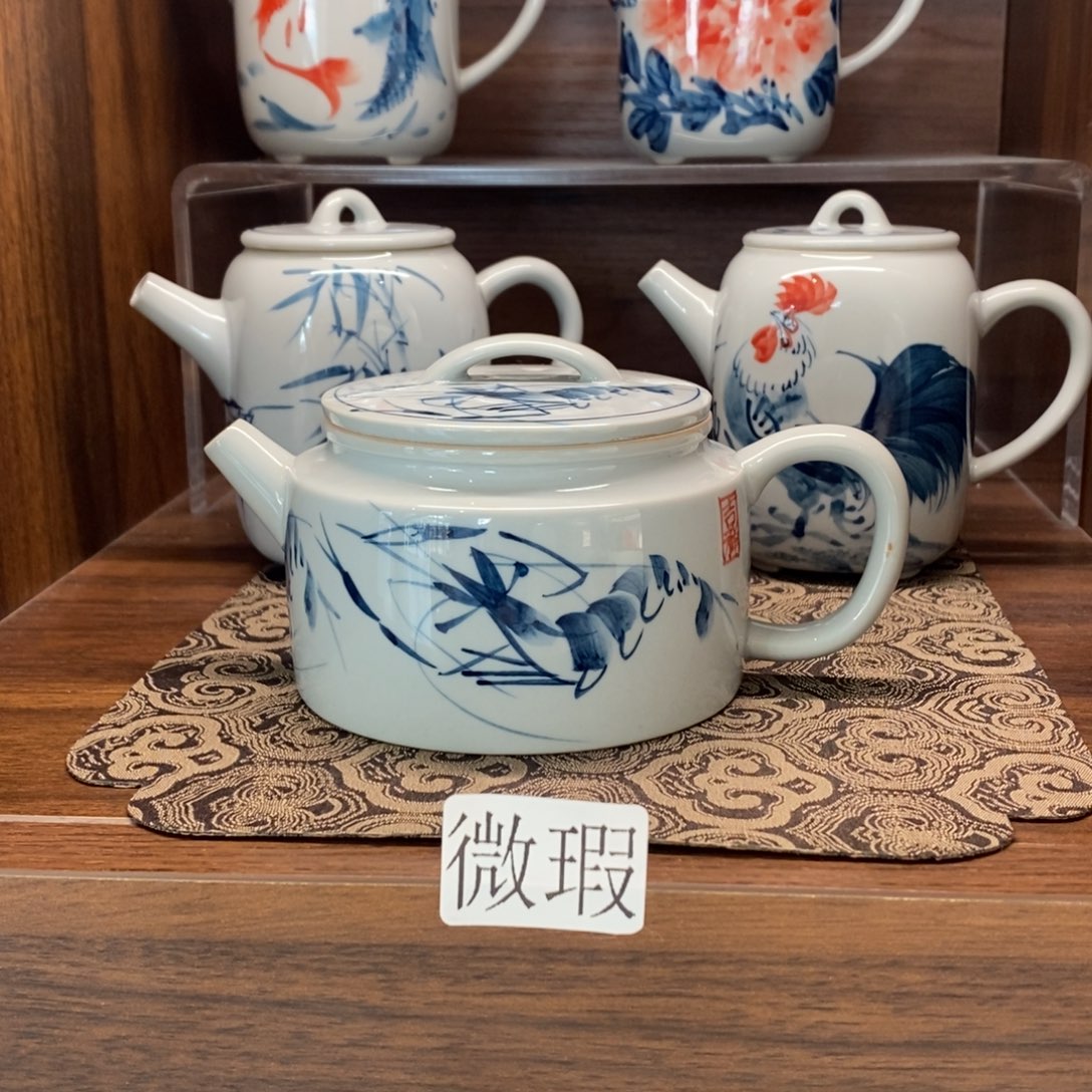 釉下彩老陶泥手工绘制