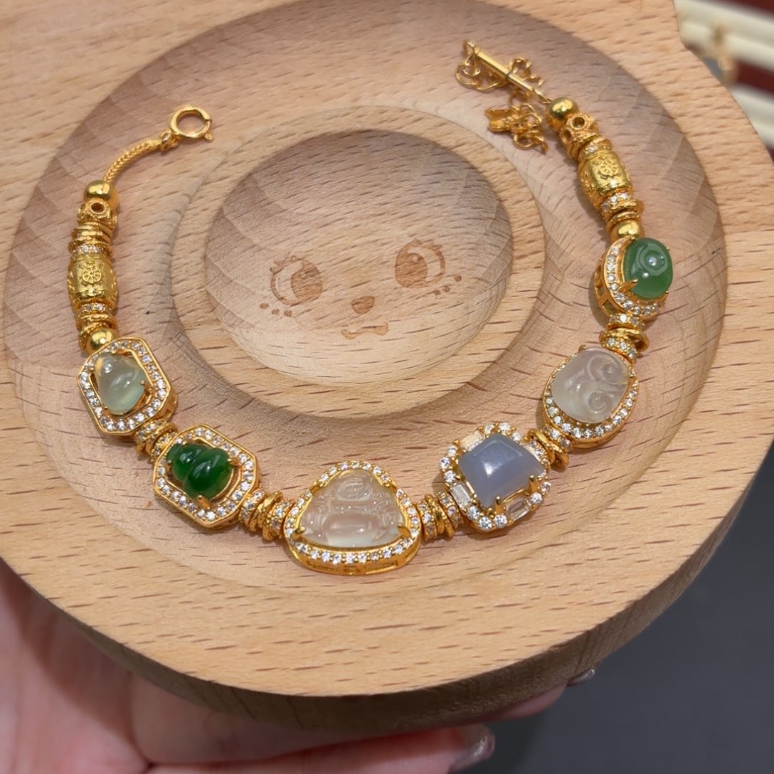 翡翠银S925镶嵌手链手链