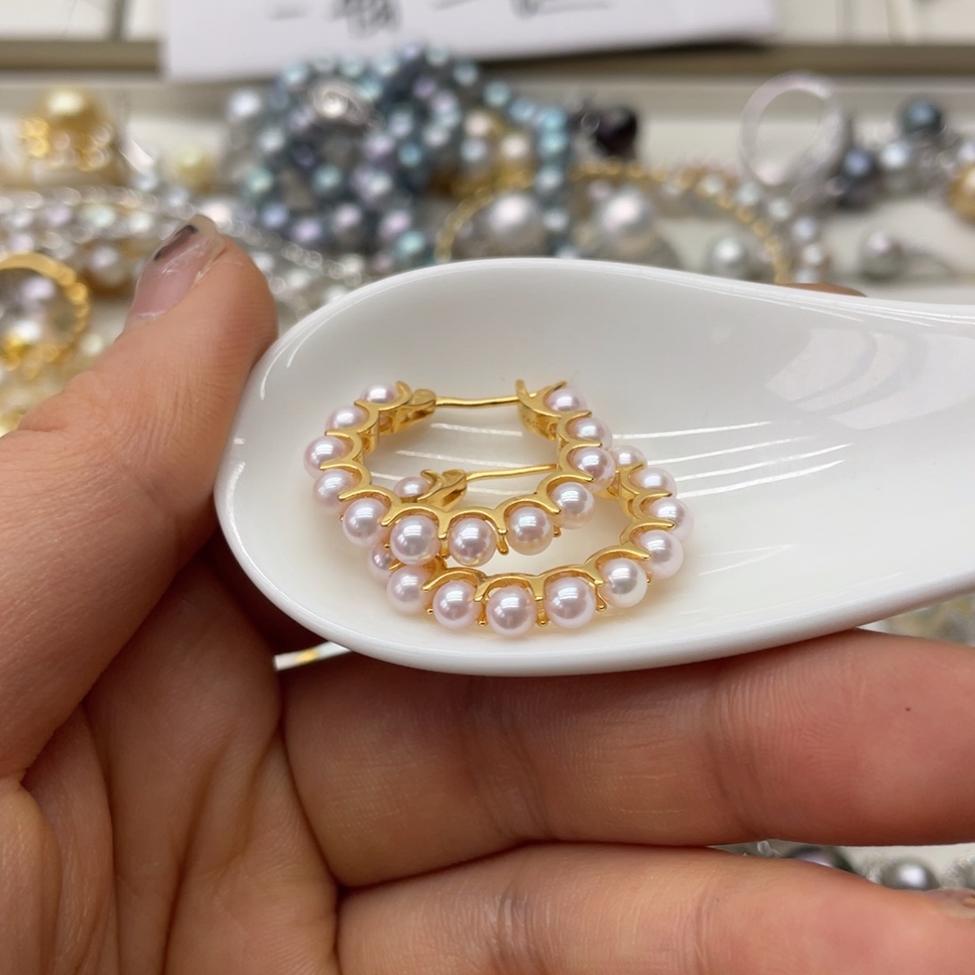 海水珍珠耳饰银S925镶嵌