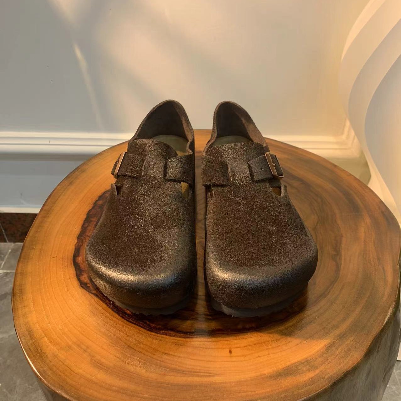 复古手工烧焦擦色博肯鞋男女