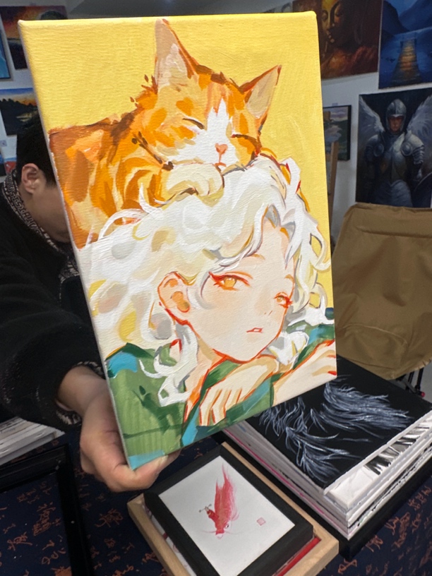 橘色白发少女装饰画h