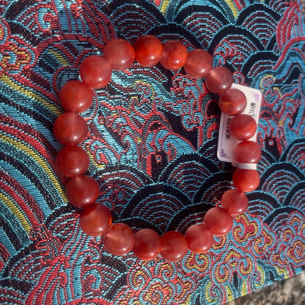 原矿川料南红圆珠卡9手串