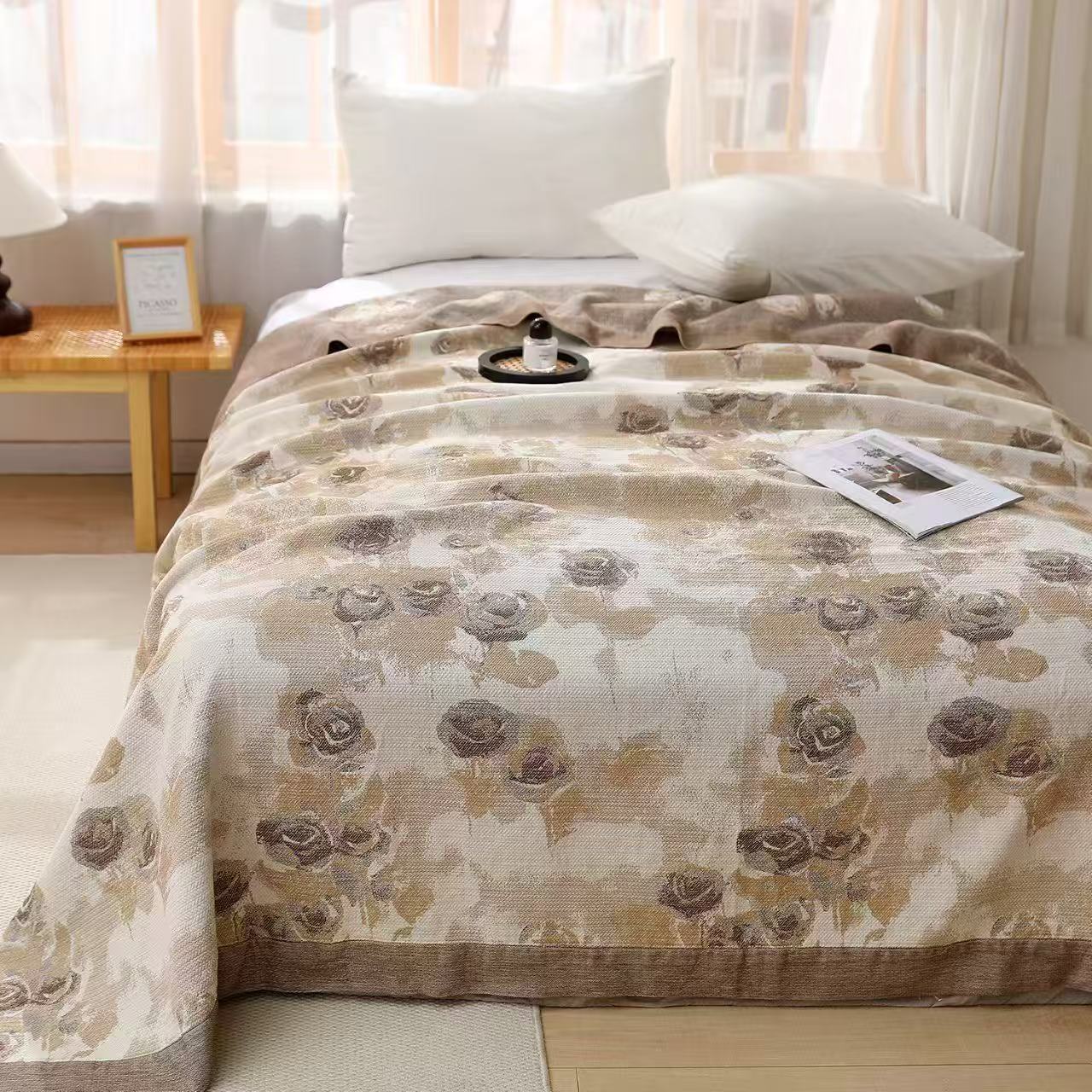 【曼塔玫瑰】高端定制罗布麻舒适透气多功能床盖2.3/2.5可机洗