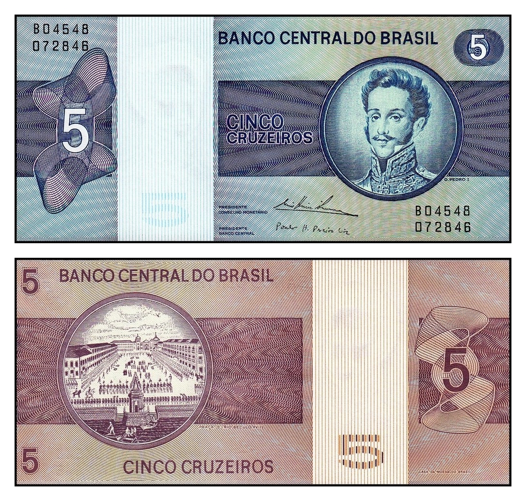 巴西5克鲁塞罗纸币1970-79年外国钱币雕刻版 美洲 全新 p-192