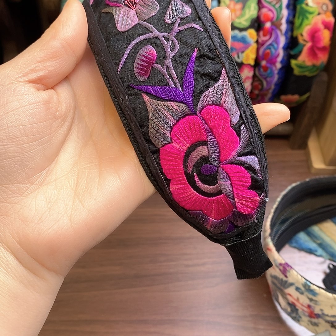 刺绣老绣手工刺绣发箍好好看