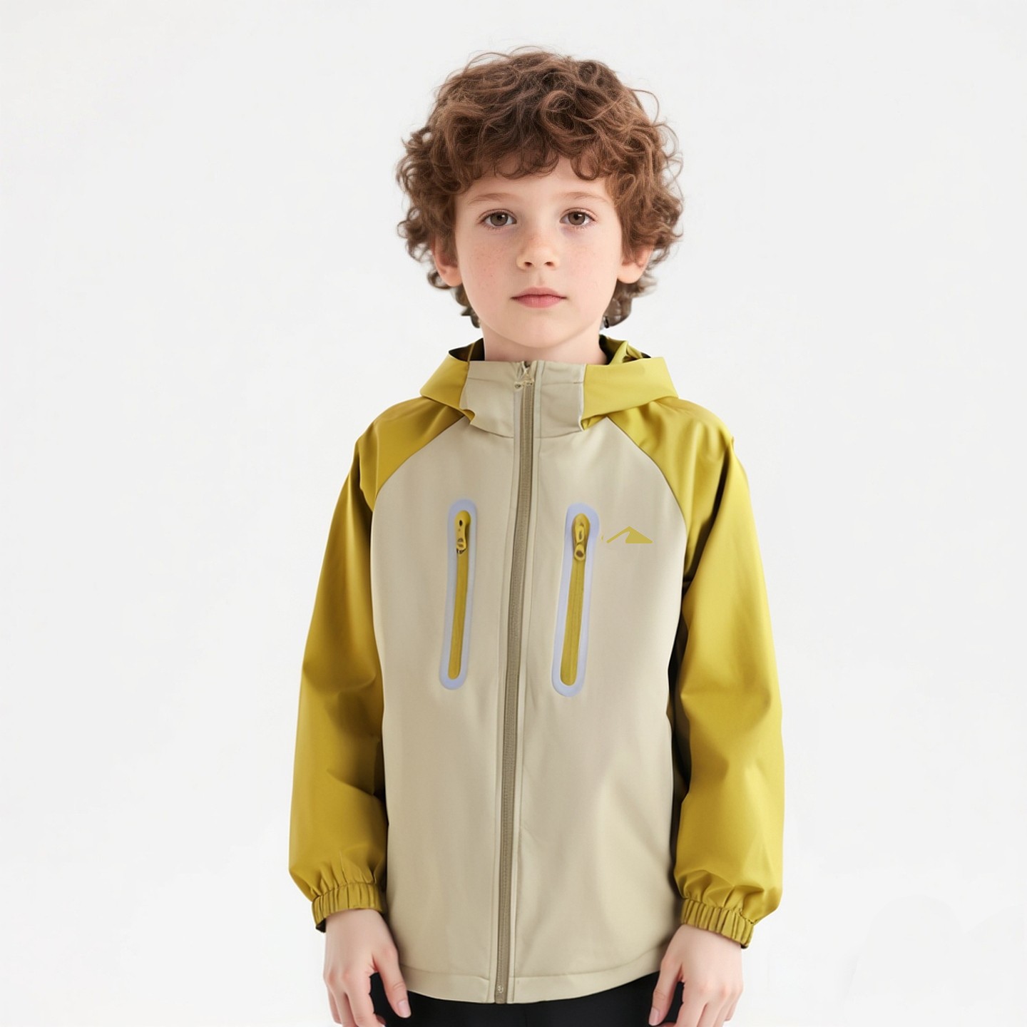 绿树城男童外套儿童冲锋衣加绒加厚防水连帽上衣2025新款