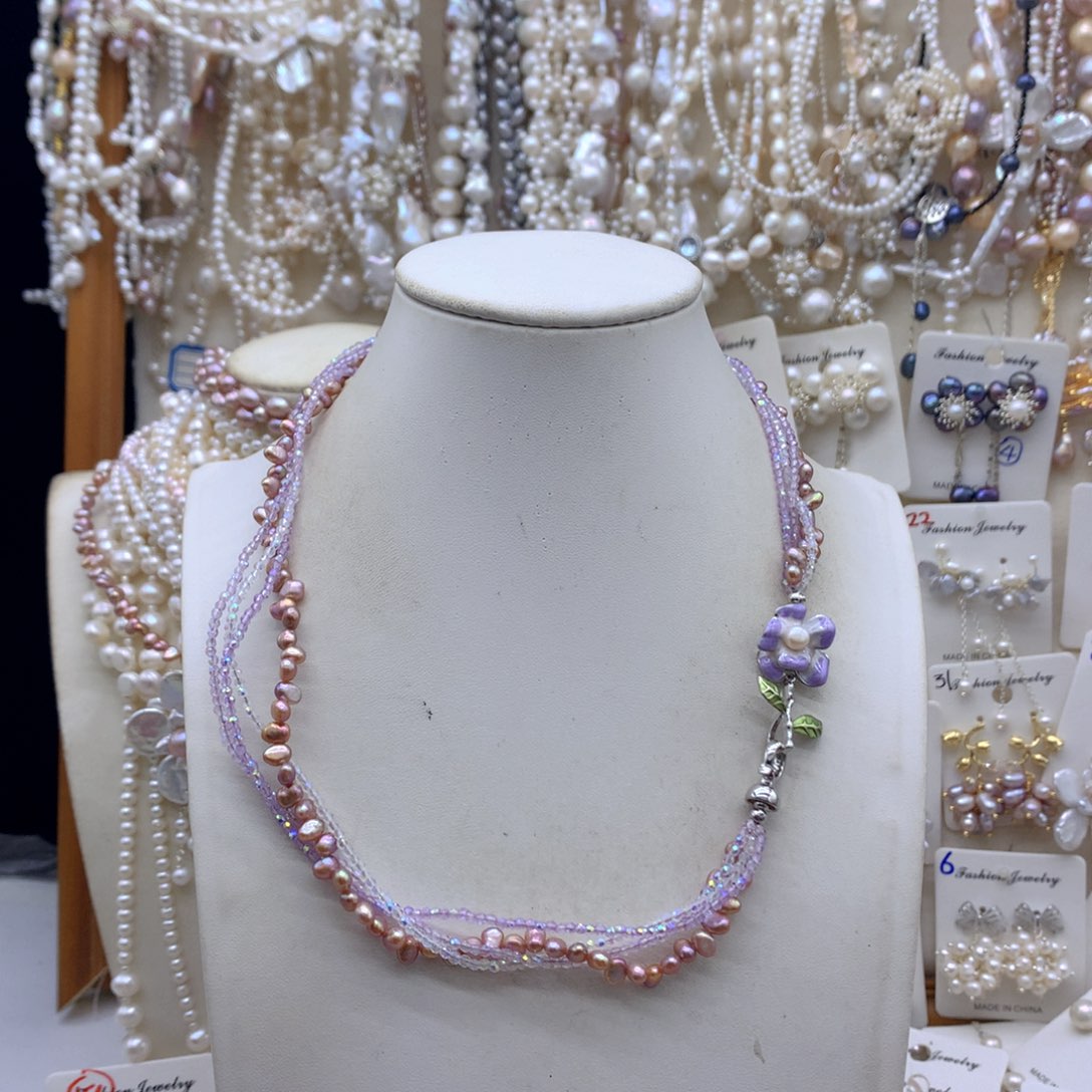 银S925镶嵌淡水珍珠项链耳饰