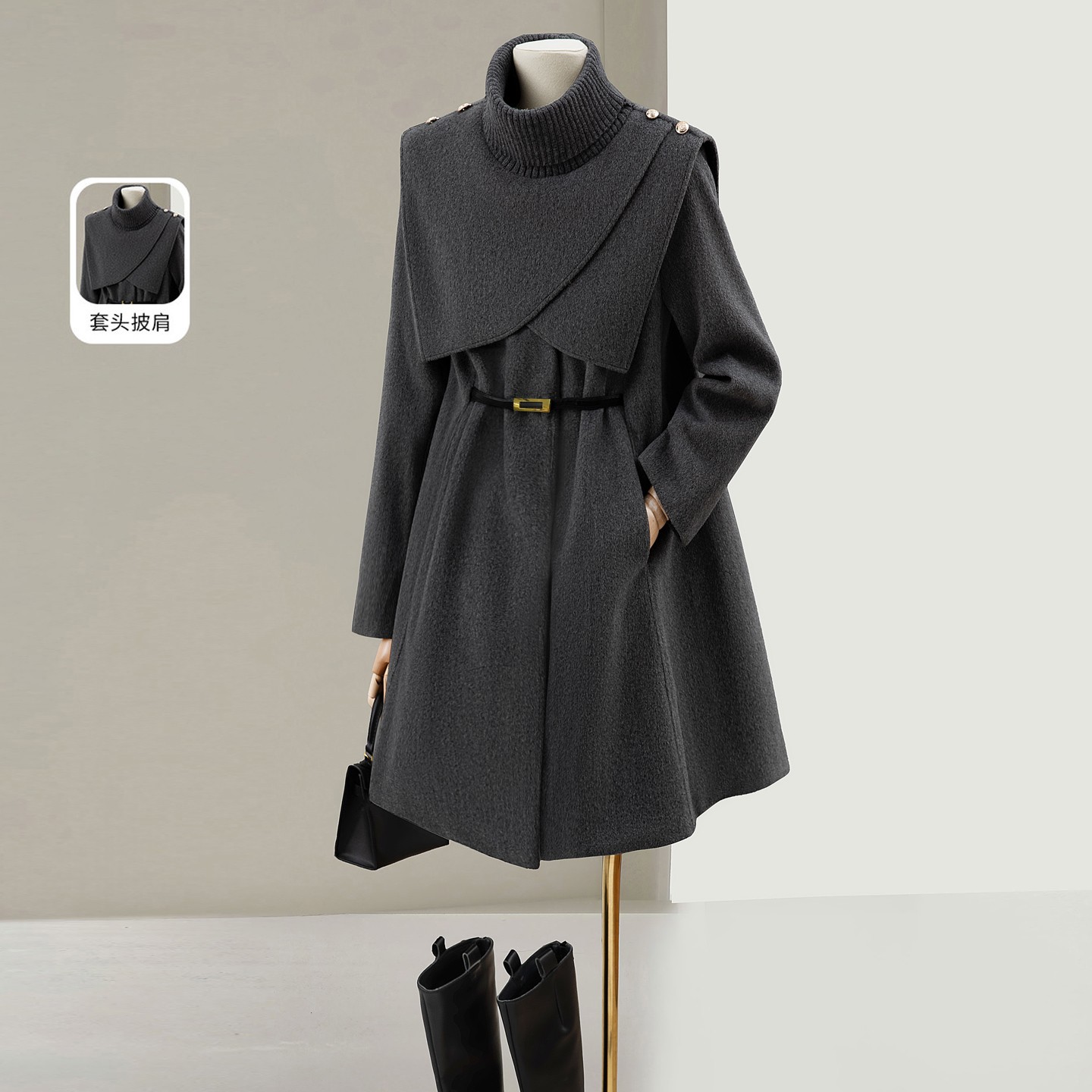 丝柏舍2025冬季新款女装时尚通勤优雅宽松款中长款大衣S54B6541D