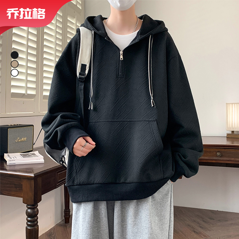 【满印拉链连帽卫衣】乔拉格大码男装秋季加肥加大宽松运动休闲简约