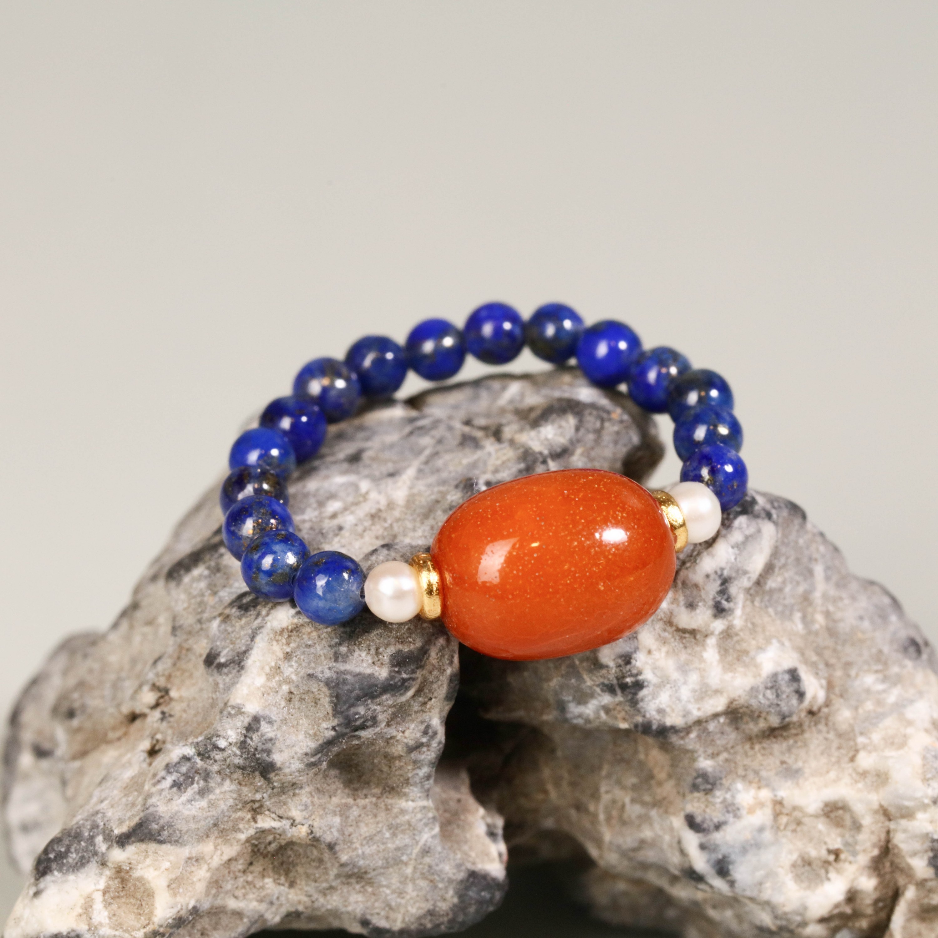 蜜蜡枣珠青金戒指多样性发一约1g#B1591514