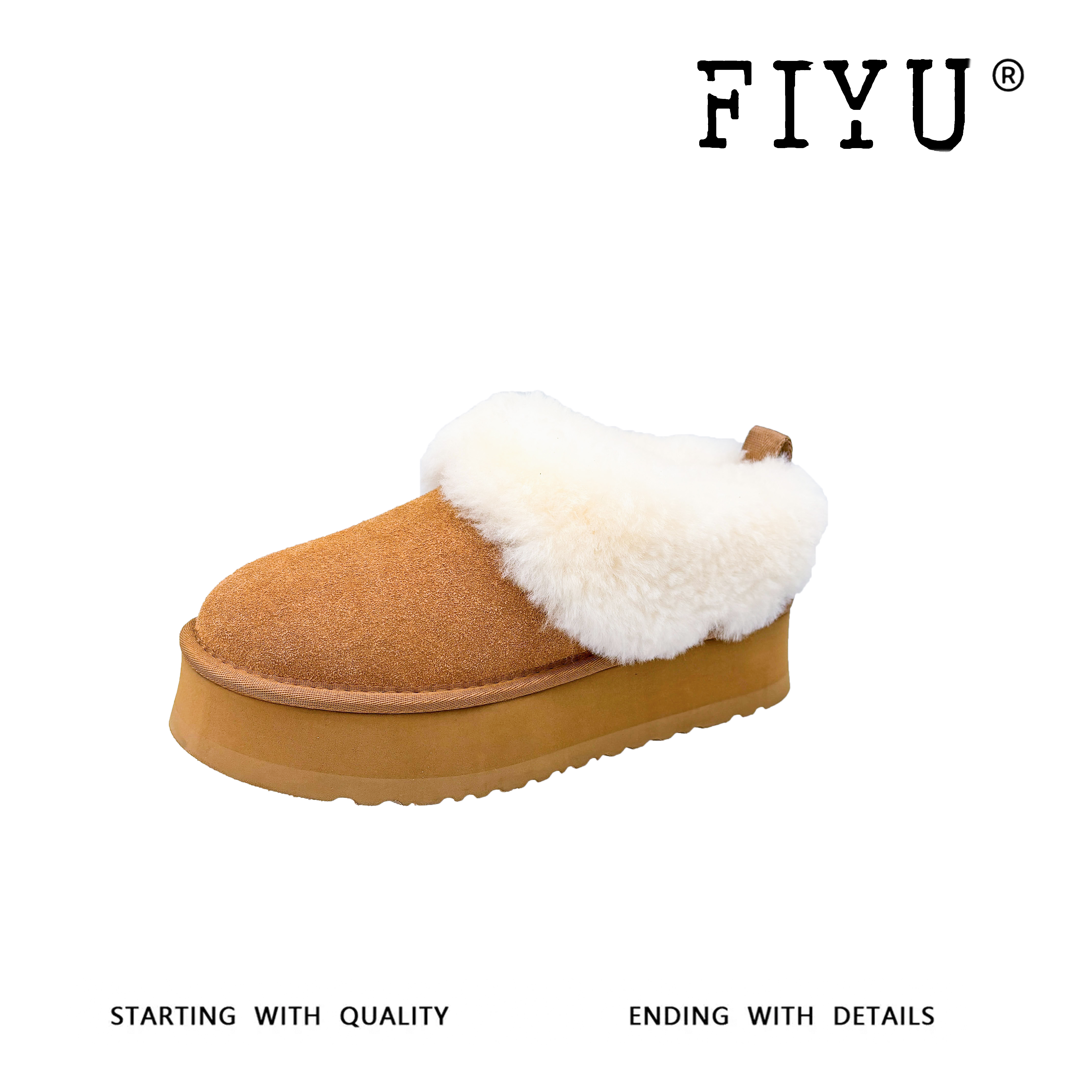 F251831新款牛皮女加绒加厚雪地靴新款保暖厚底棉鞋短靴