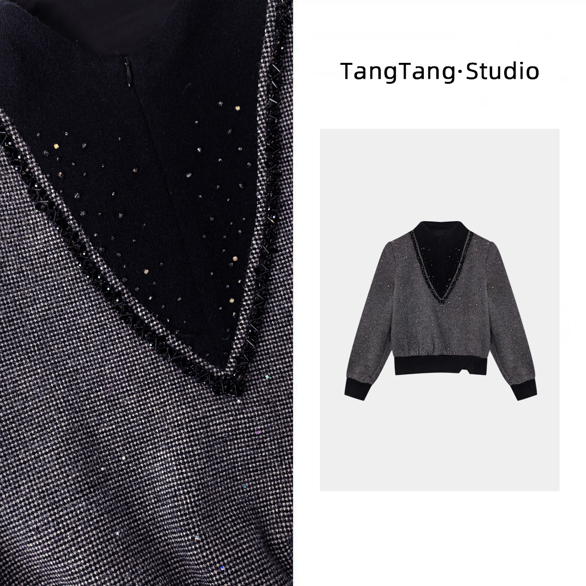 【琴子】千鸟格上衣高级气质显瘦女装上衣-2513163