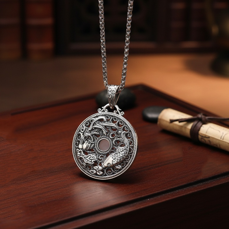 平安扣吊坠镂空年年有余长款项链毛衣链-118