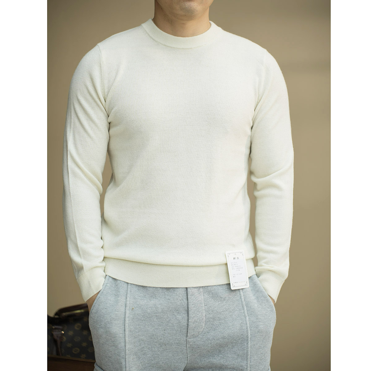 100%羊毛秋冬圆领长袖加厚超细羊毛羊毛衫男